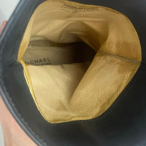 MICHAEL Michael Kors Heeled Moto Boot Black Leather 7 - Picture 7 of 13